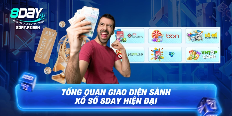 Tổng quan giao diện sảnh Xổ số 8Day hiện đại